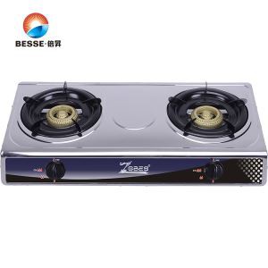Keluli tahan karat Panel Double pembakar Desktop Gas periuk dengan penunu 2