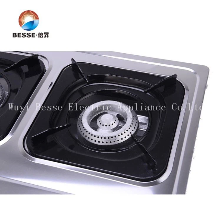 Hot Selling Cast Iron Silver Triple Burner Stainless Steel Gas Stove 3092
