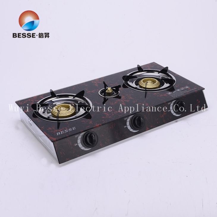 New 3081 Tempered Glass Gas Stove 3 Burner Kitchen Appliance