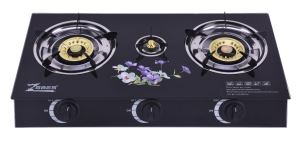 Kompor Dapur Triple 100mm Burner 6mm Tempered Glass Kompor Gas